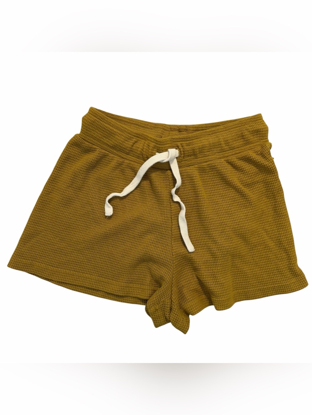 Urban Outfitters Waffle Knit Lounge Set Mustard Hoodie & Shorts S/XS - Picture 4 of 5